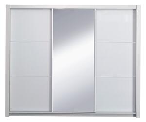 Šatníková skriňa s posuvnými dverami Asiena 258x213 cm - biela / biely vysoký lesk