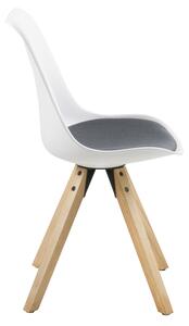 Dizajnová stolička Nascha, biela-tmavošedá-prírodná