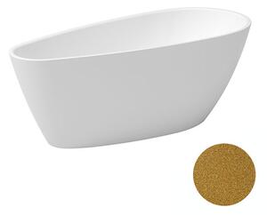 Besco Akrylátová voľne stojaca vaňa Goya A-line Glam Z 160x73 (170x80) BESCO-Typ výpuste: Click-Clack s prepadom, chróm, BESCO-Rozmery: 160x73, BESCO-Farba: Biela/zlatá