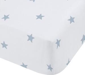 Biela/modrá napínacia bavlnená detská plachta do postieľky 70x140 cm Mini Star & Stripes – Bianca