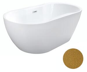 Besco Akrylátová voľne stojaca vaňa Navia Glam Z 140x75 (150x80, 160x80) BESCO-Typ výpuste: Click-Clack s prepadom, chróm, BESCO-Rozmery: 140x75, BESCO-Farba: Biela/zlatá