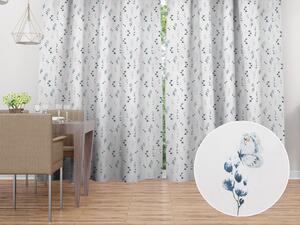 Biante Bavlnený záves Sandra SA-398 Modré kvietky s motýlikmi 150x140 cm