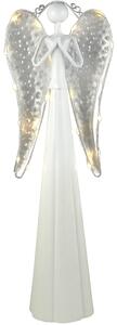 LED plechový anjel strieborné krídla 40cm