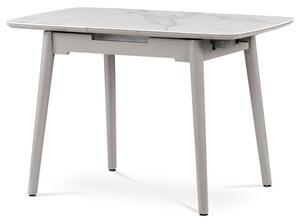 Rozkladací jedálenský stôl 110+30 s keramickou doskou v bielej farbe (a-401M biely)