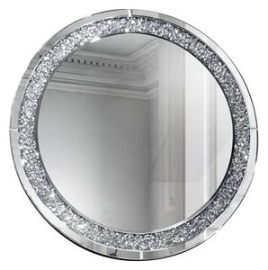 ARTEHOME Okrúhle zrkadlo Camillo s kryštálmi 90x90x2,5 cm strieborné