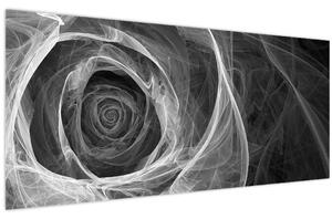 Obraz - Abstraktné ruže čiernobiela (120x50 cm)