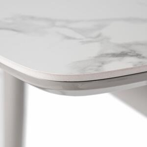 Rozkladací jedálenský stôl 110+30 s keramickou doskou v bielej farbe (a-401M biely)