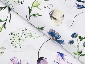 Biante Detské bavlnené posteľné obliečky do postieľky Sandra SA-391 Lúčne kvietky s motýlikmi Do postieľky 90x120 a 40x60 cm