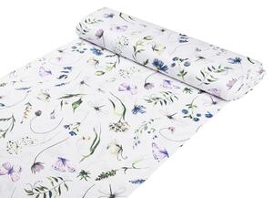 Biante Detské bavlnené posteľné obliečky do postieľky Sandra SA-391 Lúčne kvietky s motýlikmi Do postieľky 90x140 a 50x70 cm