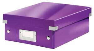 Fialový kartónový úložný box s vekom Click&Store - Leitz