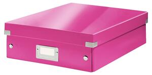 Ružový kartónový úložný box s vekom 28x37x10 cm Click&Store – Leitz