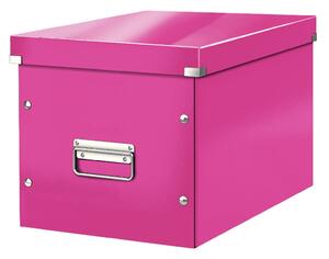 Ružový kartónový úložný box s vekom 32x36x31 cm Click&Store – Leitz