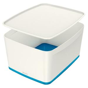 Bielo-modrý plastový úložný box s vekom 32x38.5x20 cm MyBox – Leitz