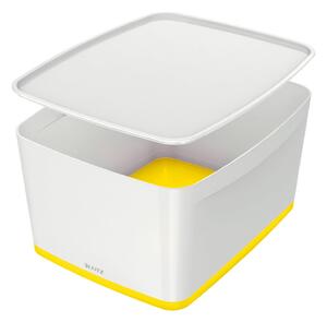 Bielo-žltý plastový úložný box s vekom MyBox - Leitz