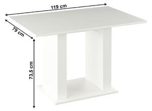 KONDELA Jedálenský stôl, biela, 119x79 cm, BISTRO