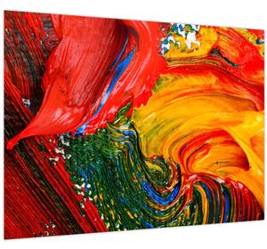 Obraz - Modrenie abstrakcie štetcom (70x50 cm)