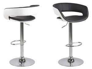 Dizajnová barová stolička Natania, bielo čierna a chrómová