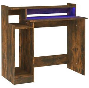 Stôl s LED svetlami, tmavý dub 97x45x90 cm, kompozitné drevo