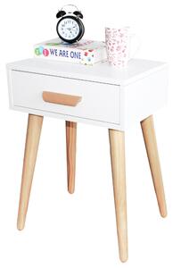 ModernHome Malý drevený nočný stolík - biely