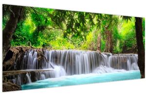 Obraz - Vodopád, tyrkysový (120x50 cm)