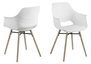 Dizajnová jedálenska stolička Narda, biela a prírodná