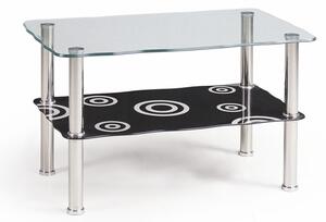 HALMAR Halia sklenený konferenčný stolík priehľadná / čierna