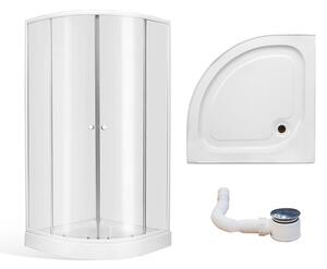 Roltechnik Outlet Štvrťkruhový sprchový kút AVILES + vanička ROTH-Variant: rozmery: 80x80 cm - (AVILES/80x80 - 4000660), ROTH-Profily: profily: biela, výplň: transparent