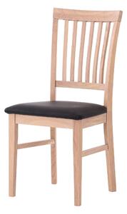 Dubová stolička Raines olejovaný biely dub s čiernou koženkou