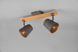 Trio 801900267 prisadené stropné bodové svietidlo Bell 2x25W | E14 - antický nikel, drevo