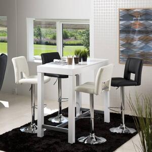 Dizajnová barová stolička Nerine, biela a chrómová-ekokoža