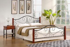 Kovová jednolôžková posteľ s roštom Violetta 120 - čerešňa antická / čierna