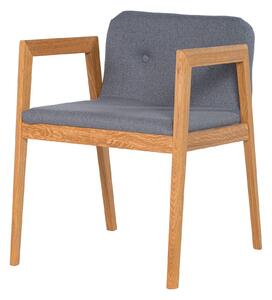 Dubová olejovaná polstrovaná stoličky ID sivá látka