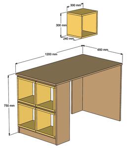 Písací stôl BOX orech/biela