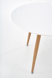 Rozkladací jedálenský stôl Edward - biely lesk / dub medový