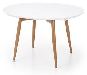 Rozkladací jedálenský stôl Edward - biely lesk / dub medový
