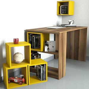 Písací stôl BOX orech/žltá