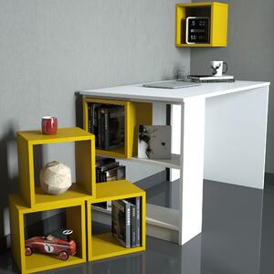 Písací stôl BOX biela/žltá