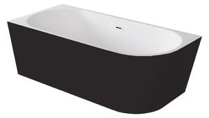 Besco Akrylátová voľne stojaca rohová vaňa Zoya BW Matt 150x75 (170x80) biela/čierna BESCO-Typ výpuste: Click-Clack s prepadom, chróm, BESCO-Rozmery: 150x75, BESCO-Orientácia: Pravá