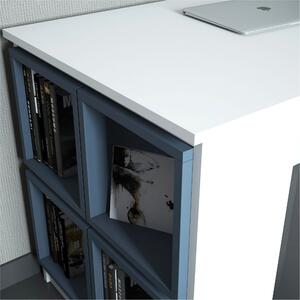 Písací stôl BOX biela/modrá