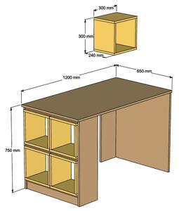 Písací stôl BOX biela/orech
