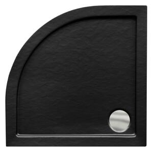 Besco Štvrťkruhová akrylátová sprchová vanička ARON NEW SE HR 80x80 (90x90) B SlimLine Stone Effect BESCO-Rozmery: 80x80