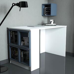 Písací stôl BOX biela/modrá
