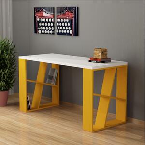 Písací stôl HONEY biela/žltá