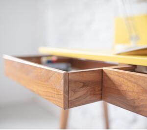 Sivý písací stôl s podnožím z jaseňového dreva Ragaba Luka Oak, dĺžka 85 cm