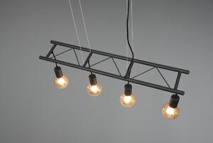 Trio R30644002 závesné stropné svietidlo Ladder 4x10W | E27 - nastaviteľná výška, drevo, čierna
