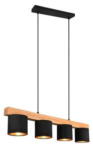 Trio R30654002 závesné stropné svietidlo Cameron 4x28W | E14 - nastaviteľná výška, drevo, čierna