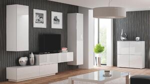 TV stolík na stenu Livo 160W - biela / biely lesk