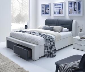 Čalúnená manželská posteľ s roštom Cassandra S 160 - biela / čierna