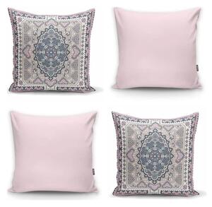 Súprava 4 dekoratívnych obliečok na vankúše Minimalist Cushion Covers Pink Ethnic, 45 x 45 cm