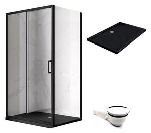 BPS-koupelny Obdĺžnikový sprchový kút KZ103A BL 100x80 čierny/transparent + vanička ST03A BL čierna